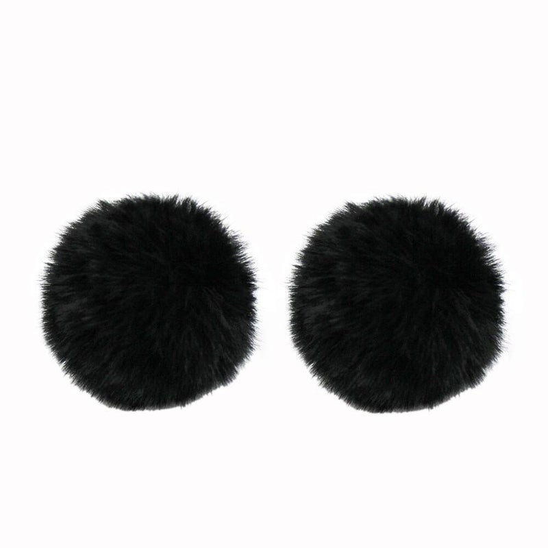 BornFeel Lavalier Wind Muff 2 Pack Lapel Microphone Wind Muff 0.2/0.4 Inch Furry Lav Windscreen Windproof Wind Screen (0.2inch, Black) - Image 1